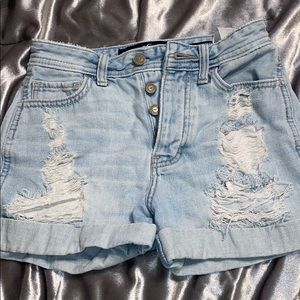 Distressed high rise Hollister blue jean shorts
